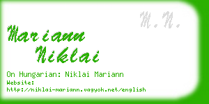 mariann niklai business card